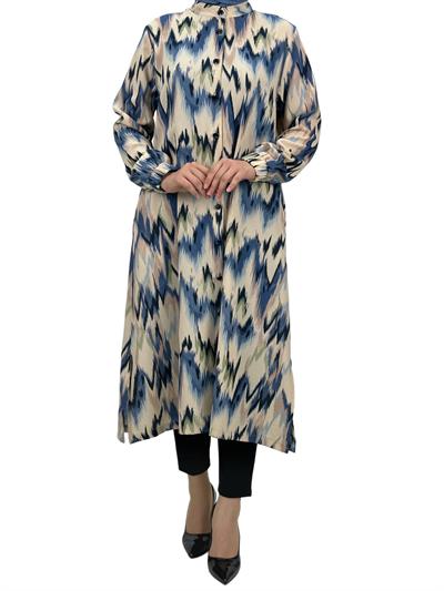 Büyük Beden Giy Çık Tunik Mavi OTW2089