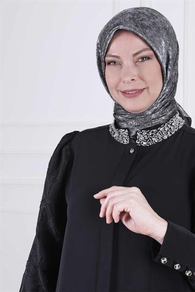 Büyük Beden Gizli Düğmeli Abaya Siyah OTW65010