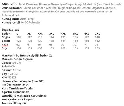 Büyük Beden Gizli Düğmeli Abaya Siyah OTW65010