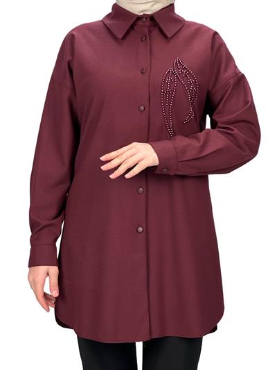 Büyük Beden Gömlek Bordo OTW2120