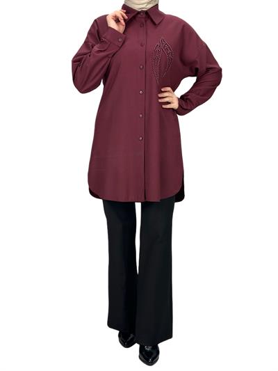 Büyük Beden Gömlek Bordo OTW2120