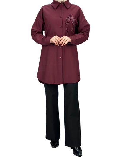 Büyük Beden Gömlek Bordo OTW2120