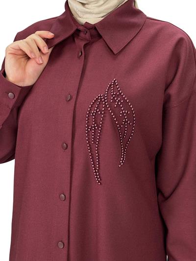 Büyük Beden Gömlek Bordo OTW2120