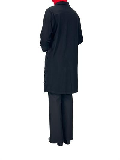 Büyük Beden Gömlek-İçlik İkili Takım Siyah OTW43814