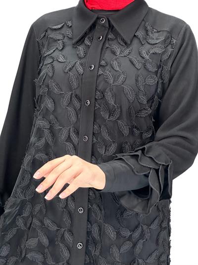 Büyük Beden Gömlek-İçlik İkili Takım Siyah OTW43814