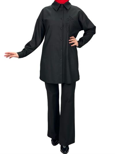 Büyük Beden Gömlek Siyah OTW2120