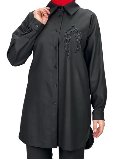 Büyük Beden Gömlek Siyah OTW2120