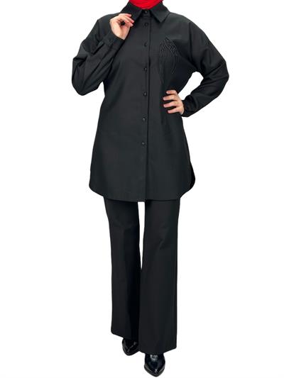 Büyük Beden Gömlek Siyah OTW2120