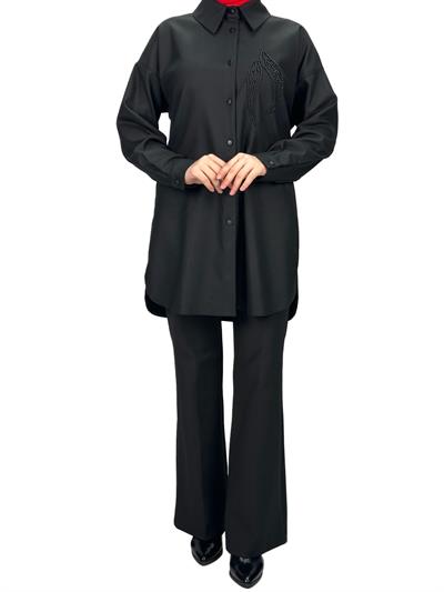 Büyük Beden Gömlek Siyah OTW2120