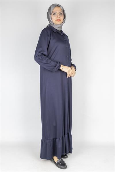 Büyük Beden Gömlek Yaka Elbise Lacivert OTW2207