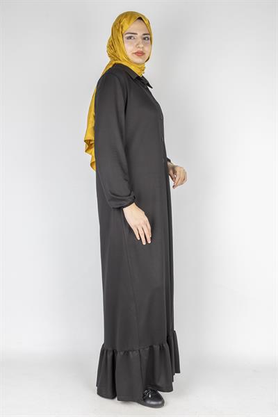 Büyük Beden Gömlek Yaka Elbise Siyah OTW2207