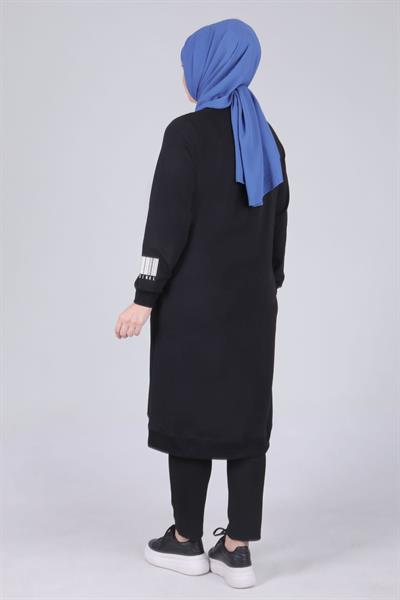 Büyük Beden İki İplik Tunik Siyah OTW2046