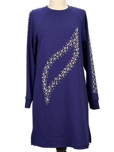 Büyük Beden İnci Detaylı Tunik Mor OTW2131