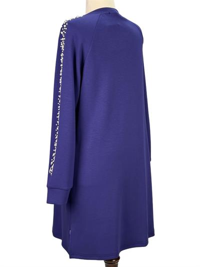 Büyük Beden İnci Detaylı Tunik Mor OTW2131