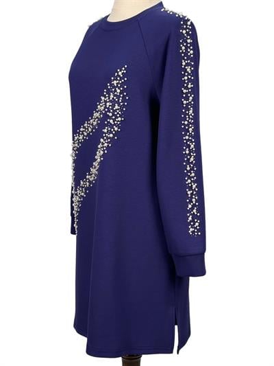 Büyük Beden İnci Detaylı Tunik Mor OTW2131