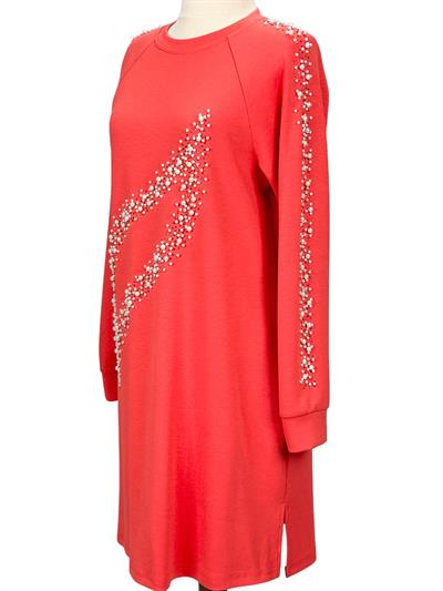 Büyük Beden İnci Detaylı Tunik Nar Çiçeği OTW2131