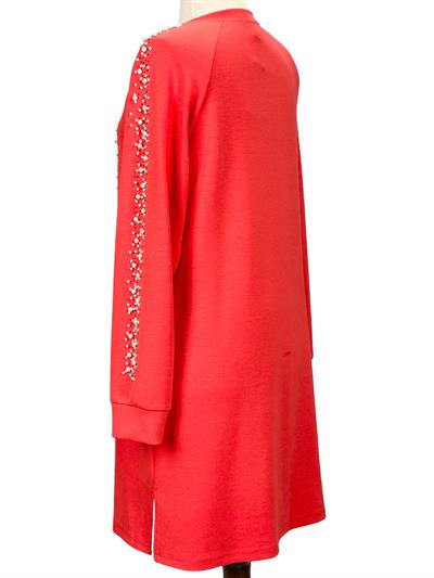 Büyük Beden İnci Detaylı Tunik Nar Çiçeği OTW2131