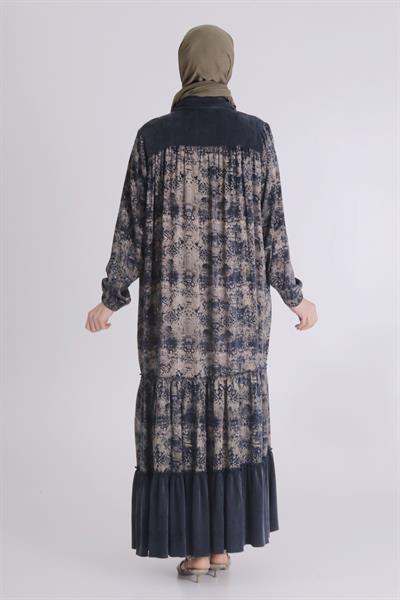 Behrem  Büyük Beden İpek Qupra Elbise Siyah OTW75007