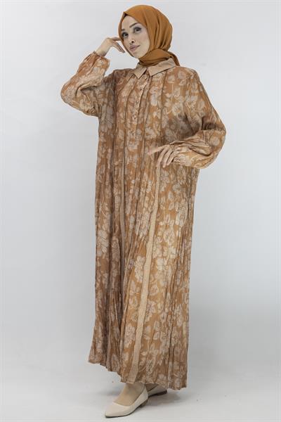 Büyük Beden İpek Viskon Astarlı Viscose Elbise Tarçın OTW5905