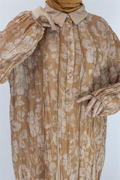 Büyük Beden İpek Viskon Astarlı Viscose Elbise Tarçın OTW5905