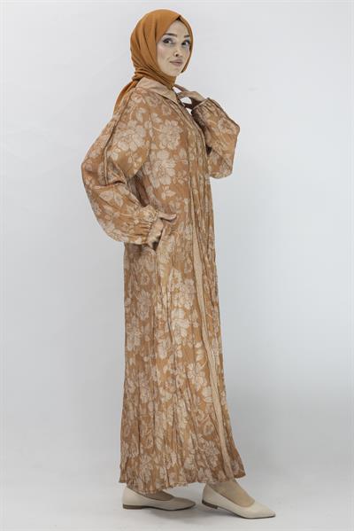 Büyük Beden İpek Viskon Astarlı Viscose Elbise Tarçın OTW5905