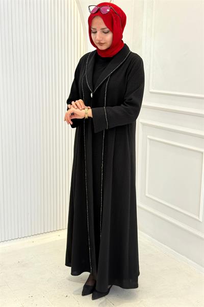 Büyük Beden Jakar Abaya Takım Siyah OTW603