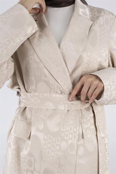 Büyük Beden Jakar Ceketli Takım Bej OTW15189