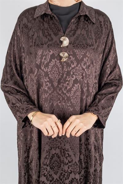 Büyük Beden Jakar Elbise Kahve OTW3873