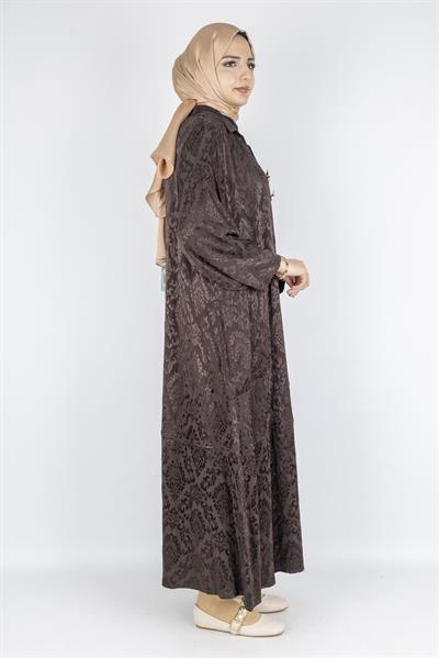Büyük Beden Jakar Elbise Kahve OTW3873