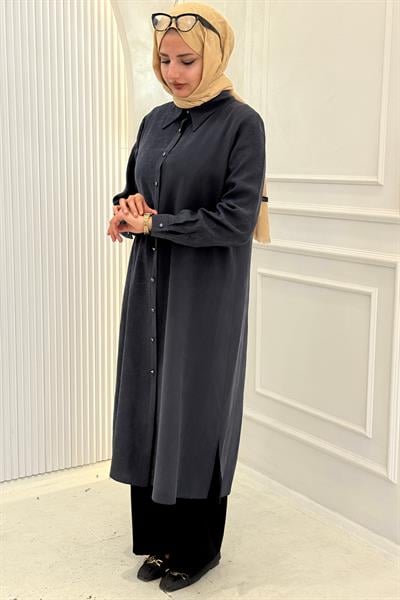 Büyük Beden Jakar Gömlek Lacivert OTW5271
