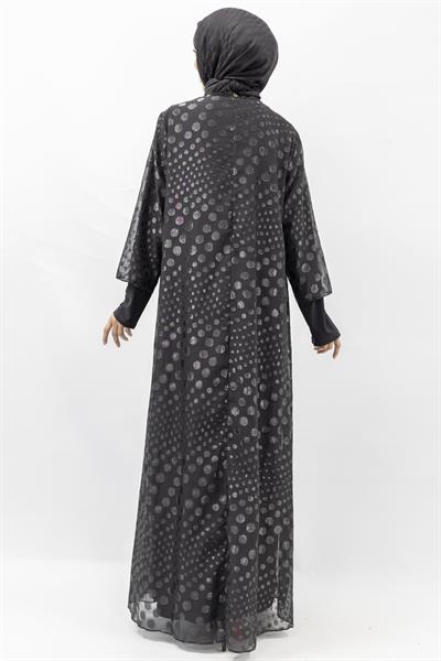 Büyük Beden Jakar Kumaş Abaya ve İçlik Takım Siyah OTW568