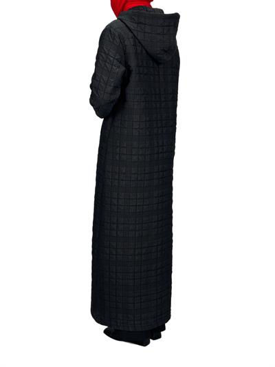 Büyük Beden Kapitone Ferace Siyah OTW5174