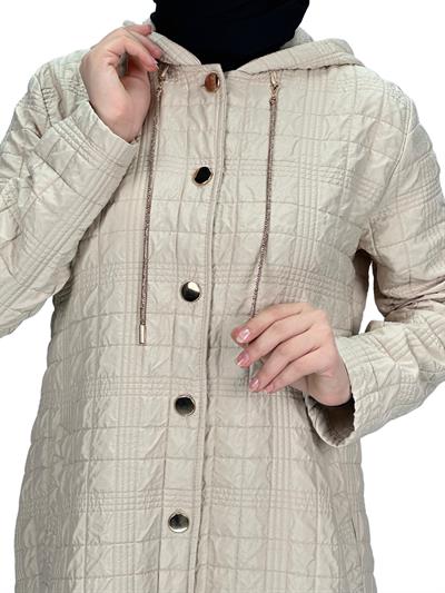 Büyük Beden Kapitone Ferace Taş OTW5174