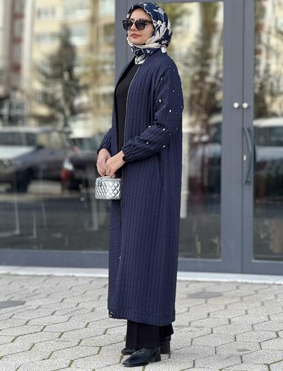 Büyük Beden Kapitone Mekik Taşlı Kap Lacivert OTW5176