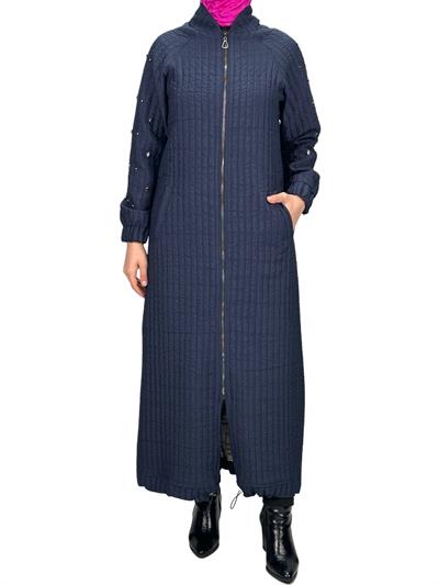 Büyük Beden Kapitone Mekik Taşlı Kap Lacivert OTW5176