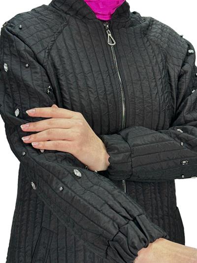 Büyük Beden Kapitone Mekik Taşlı Kap Siyah OTW5176