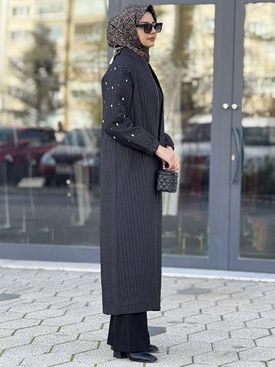 Büyük Beden Kapitone Mekik Taşlı Kap Siyah OTW5176