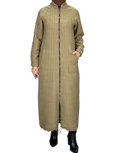 Büyük Beden Kapitone Mekik Taşlı Kap Yeşil OTW5176