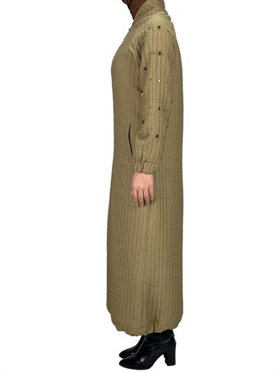 Büyük Beden Kapitone Mekik Taşlı Kap Yeşil OTW5176