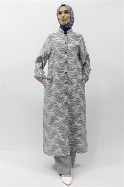 Büyük Beden Keten Takım Gri Otw4243