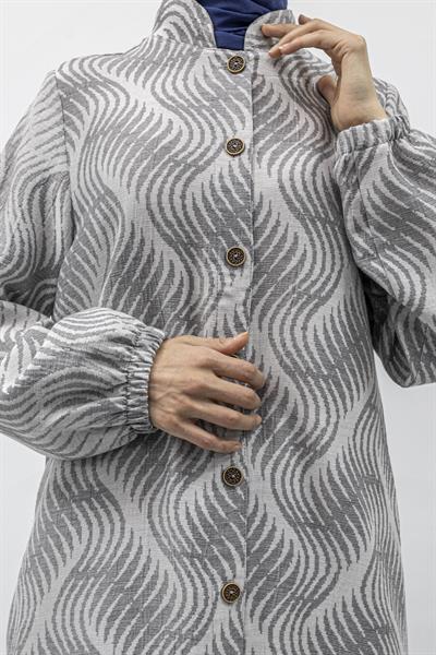 Büyük Beden Keten Takım Gri Otw4243