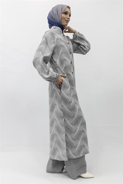 Büyük Beden Keten Takım Gri Otw4243