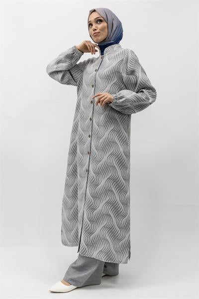 Büyük Beden Keten Takım Gri Otw4243