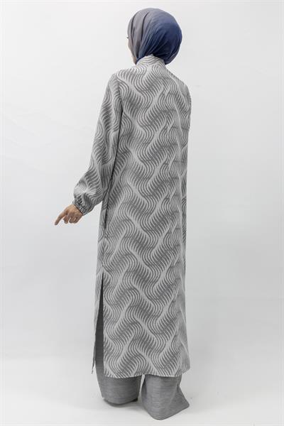 Büyük Beden Keten Takım Gri Otw4243