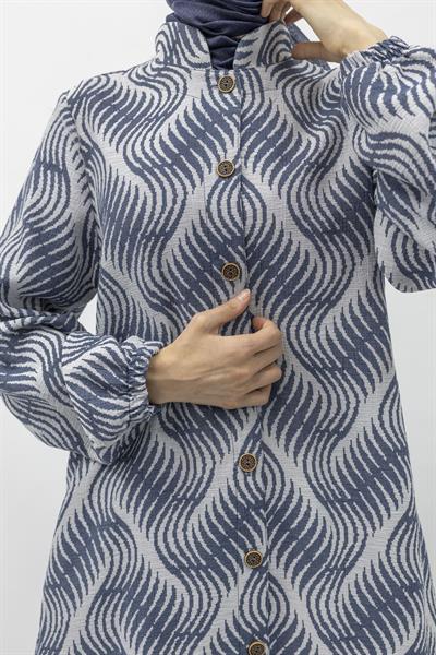 Büyük Beden Keten Takım Mavi Otw4243