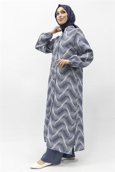 Büyük Beden Keten Takım Mavi Otw4243