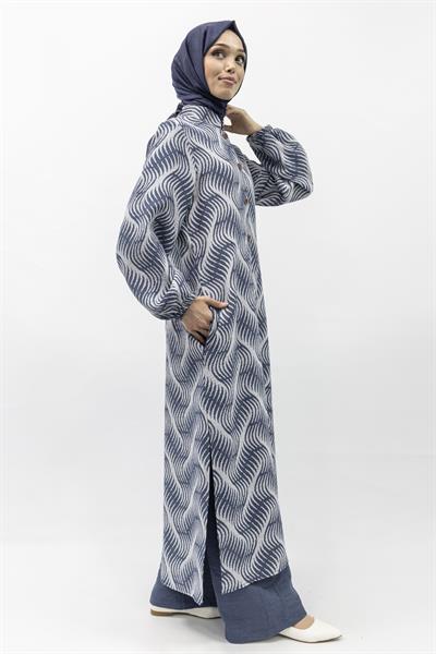 Büyük Beden Keten Takım Mavi Otw4243