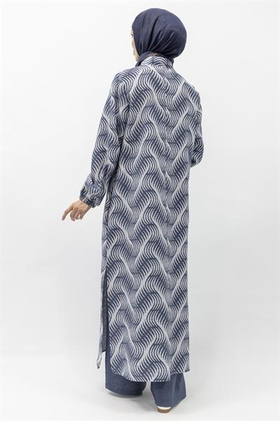 Büyük Beden Keten Takım Mavi Otw4243