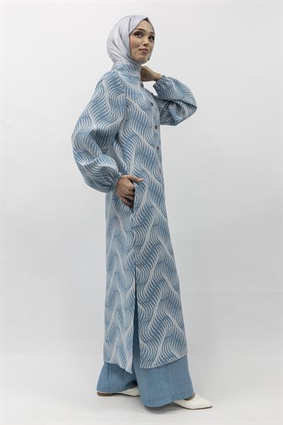Büyük Beden Keten Takım Turkuaz Otw4243