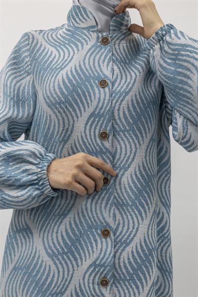 Büyük Beden Keten Takım Turkuaz Otw4243